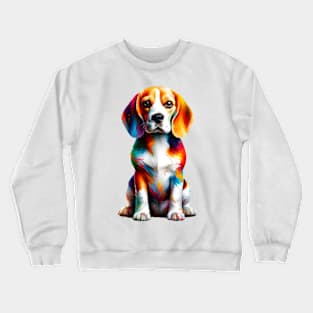 Artistic Splash Beagle Portrait in Colorful Style Crewneck Sweatshirt